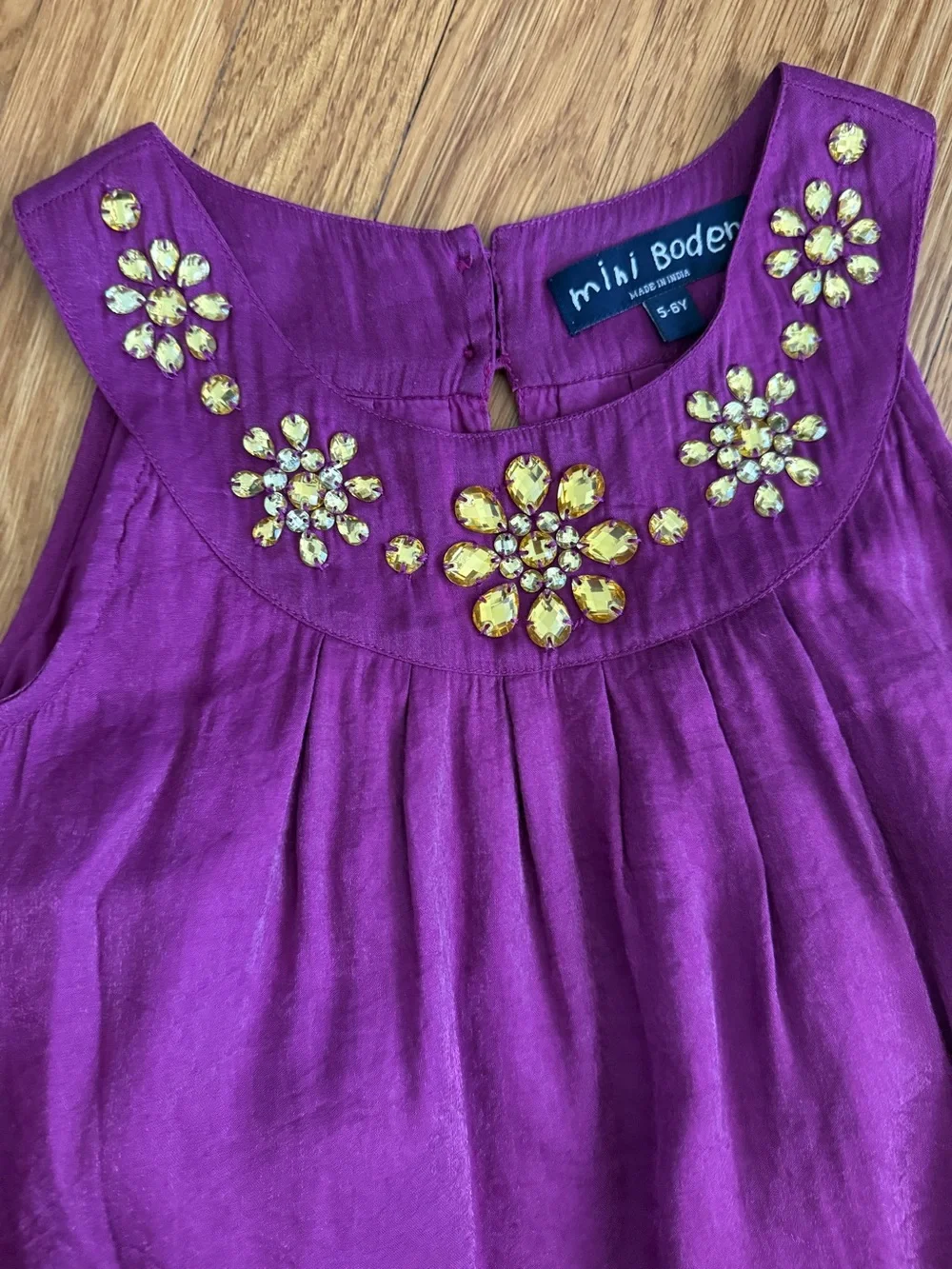 Mini Boden faux crystal embellished purple dress 5-6y